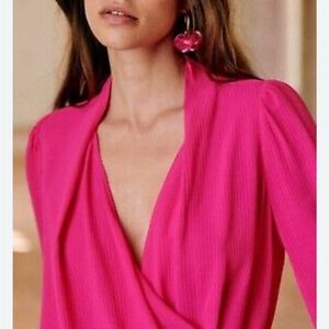 Sezane Abelia Blouse Bright Pink Size 34